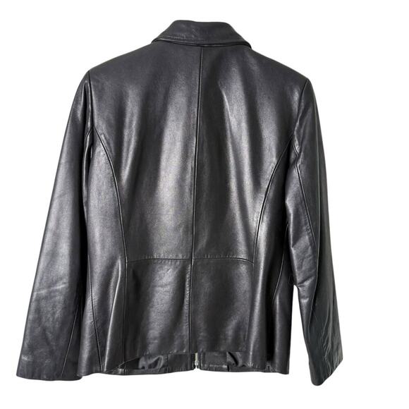 Petite Sophisticate Vintage Black Genuine Leather Jacket Zipper Front, Sz M - Picture 8 of 10